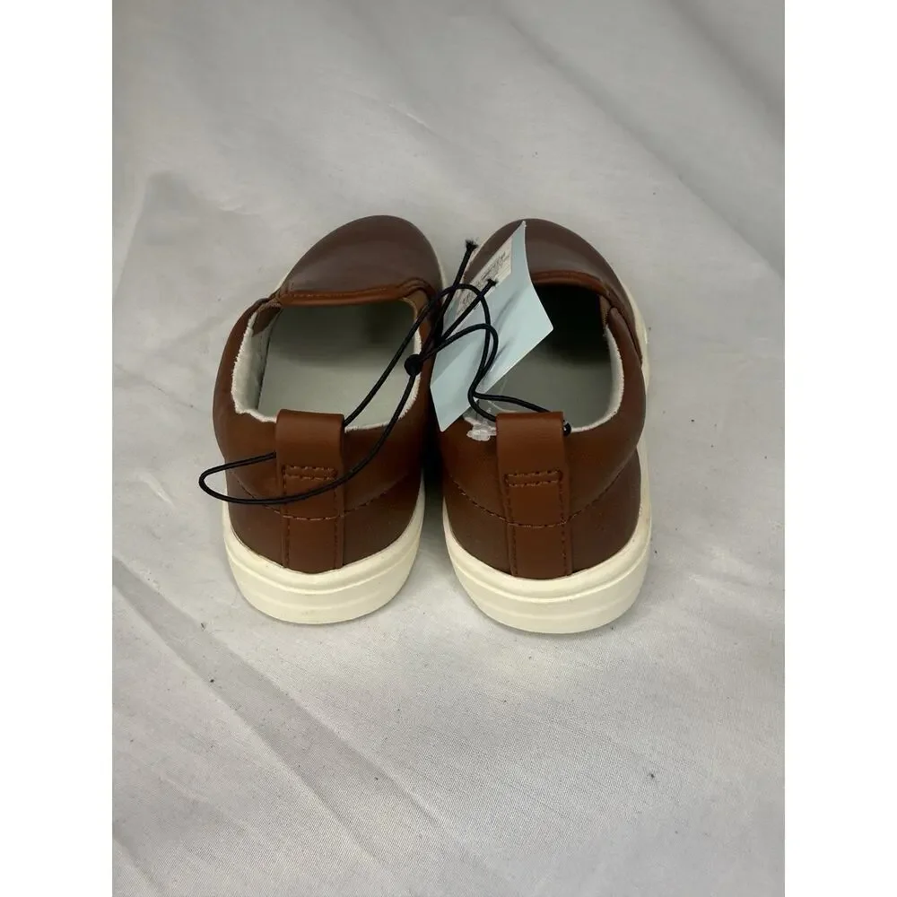 Cat & Jack Boys' Brown Faux Leather Slip On Casual Sneakers US 12T